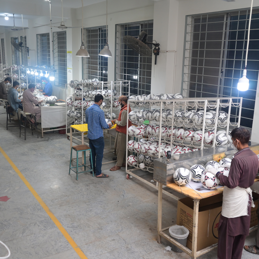 Sports ball production at Continental Sports in Sialkot